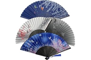 BABY MOLOVE 4 Pcs Éventail de Mariage,Éventails Pliants avec Frange en Soie,Ventilateurs Pliables,Bambou Ventilateur avec Gland,Main Fan pour Decoration,Anniversaire, Fête, Mariage, Photographie