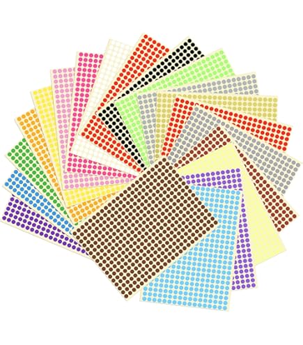 1890 stuks kleurrijke plakpunten, 19 mm stickers, stippen, kleurrijk