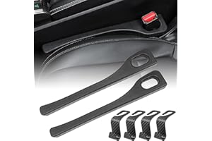 ERZEKRIM Autositz Lückenfüller Auto Sitzlückenfüller 2 Stück Autositz Gap Stopper Ritzenfüller Auto Autositz Lücke Füller mit 4 Stück Autositz Kopfstütze Haken für LKW, SUV, Fahrzeuge, Autos