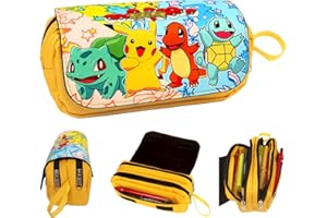 IRONIUM Federmäppchen 3 Fächer, Mäppchen mit Grossem Fassungsvermögen, Mäppchen mit Reißverschluss und Handhaben, Schlamppermäppchen für Kinder Studenten Schule Büro (A)