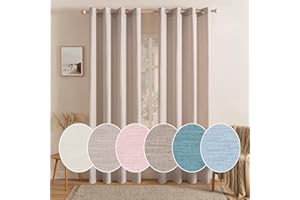 MIULEE Tende per Finestra con Occhielli 2 Pannelli Tende Semi Oscuranti Trasparenti Lino Leggere Resistente Tinta Unita per Soggiorno Moderno Camera da Letto Cucina 140X175 CM Beige