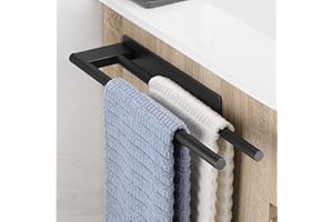 ‎OETAMS OETAMS Handtuchhalter Ohne Bohren Schwarz Matt Handtuchstange Bad Edelstahl Badetuchhalter Selbstklebend Handtuchhalter Doppelt, 39CM