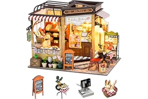 HIGSPE Miniatur Haus Kit, DIY Miniatur Puppenhaus mit Möbeln und LED-Licht, Modellbausätze für Erwachsene zu Bauen Magische Stadt,3D Miniatur Haus Selber Bauen für Teenager und Erwachsene