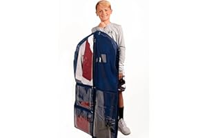 Waterproof Hanging Garment Bag 40 inch Clothes Bag with Gusset, 5 Pockets & Side Zip for Dance Costumes, Sports, Skating, Theatre, Beauty Pageants & More by Kendall Country, Navy Blue