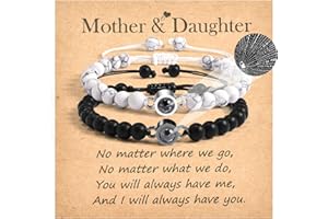CheersLife Mother Daughter/Mother Son/Dad Daughter/Dad Son Bracelets, 100 Languages I Love You Bracelets Mother Daughter Gifts Birthday, Christmas, Mother's Day, Father's Day Gift,Back to School