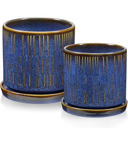 Hübsch Bloempot met Schotel - Set van 2 - Wit Polystone - 900305