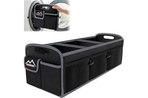 M KARMATER Kofferraum-Organizer, maschinenwaschbar, PP-Materialien, 3 Fächer, Auto-Aufbewahrung, 95 l wasserdichtes Polyester, Auto-Zubehör-Organizer und 6 Taschen, geeignet für SUV, Minivan, LKW