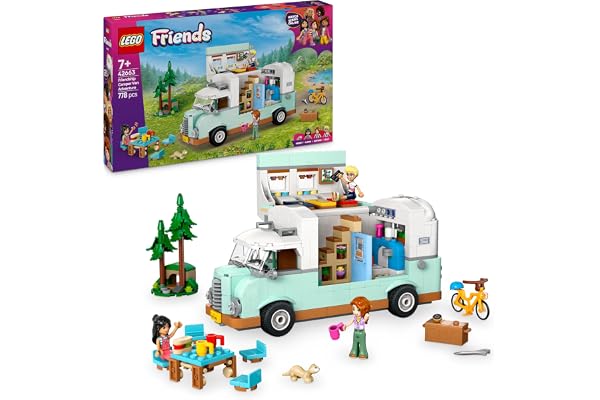 LEGO Friends Camping-Car de l’Amitié - Jouet de Construction avec Véhicule de Vacances - Idée Cadeau pour Fille dès 7 Ans - Jeu Créatif avec Vélo & Furet 42663