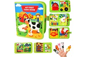 Lwtsrp Busy Board Interaktiv Montessori-bok 1 år, tyst pedagogisk sensorisk bok, resespel för barn, Montessorispel 1 2 3 4 5 6 år gammal, filt panel med aktivitetsranch djur