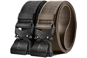 KEMISANT Cinturón Táctico 2 Piezas, Cinturón Hombre Militar Trabajo Cinturón 38MM,Hebilla Metal Liberación Rápida