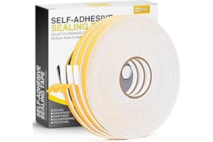 Inwee Samoprzylepna taśma uszczelniająca, z pianki, 6 mm x 1.5 mm,samoprzylepna guma porowata,do okien, odporna na warunki atmosferyczne, kolizję, izolacja akustyczna,3 Rolki 20m（biały）