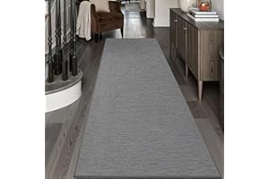 DEXI Alfombra Pasillo 61 x 183 cm, Alfombras Cocina Antideslizante Lavable, Absorbente Tapete Corredor para Puerta Interior, Lavadero, Comedor, Gris