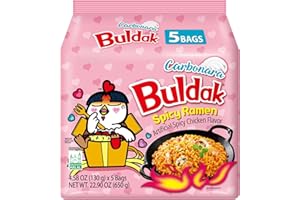 EDE GROUP Buldak Noodles Carbonara Hot Chicken Flavor Ramen 5 Pack - Ramen Instant Noodles Excellent for Snack and Soups