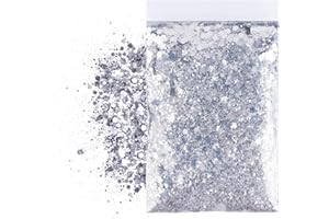 MHDUYEG 50g Paillettes Paillettes ArgentéEs Paillettes Visage Paillettes Cheveux Poudre de Paillettes Artisanat de Paillettes Poudre de Paillettes pour Festivals de Musique, Mascarades, FêTes