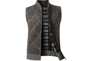 Btmpmcs Gilet da Uomo Lavorato a Maglia Senza Maniche Canotta Invernale Caldo Cardigan Foderata in Pile All'aperto Smanicato Pullover Maglione con Cerniera Intera