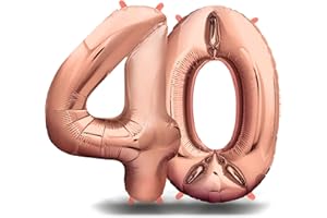 envami® Globos de Cumpleãnos 40 Oro Rosas - 101 CM Globo 40 Años - Globo Numero 40 - Decoracion 40 Cumpleaños Mujer - Globos Numeros Gigantes Para Fiestas - Vuelan con Helio