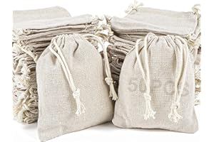 Ruby - 50 Pezzi di Lino Iuta Sacchetto 9 x 11cm Sacchetti Regalo Sacchetti Iuta bomboniere (M)