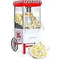 Nostalgia Popcorn Maker, 12 Cups Hot Air Popcorn Machine with Measuring Cap, Oil Free, Vintage Movie Theater Style, White and Red