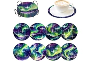 Woplagyreat Diamond Painting Erwachsene Untersetzer Gläser Bastelset Glasuntersetzer Bastelset Set Basteln Zimmer Deko Wohnzimmer Bastelset Kinder 4 Jahre Zubehör Geschenke Diy Leuchtende Aurora