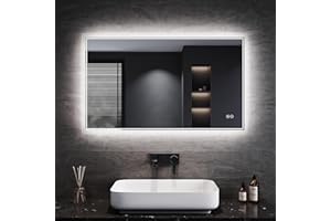 ‎SONNI SONNI Badspiegel mit Beleuchtung 100x60 cm beschlagfrei Badezimmerspiegel mit Beleuchtung Lichtspiegel mit Touch-Schalter Wandspiegel IP44 Wandschalter