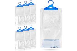 THE GLOWHOUSE Zestaw 6 wiszących worków do osuszacza do szafy – każda po 250 g – zatrzymują wilgoć, pleśń i kondensację, do stosowania w szafie, domu, kuchni, garażu, sypialni, przyczepie kempingowej, biurze