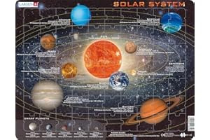 Larsen SS1 Solar System & Planets Jigsaw Puzzle - 70 Pieces - Educational Space Puzzle for Kids & Adults - Boxless Tray & Frame