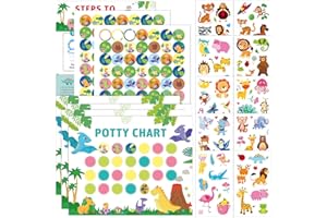 GOTDYBST 10 Stück Belohnungstafel Kinder Töpfchen, Enthält 280 Aufkleber, 40 Klebepunktaufkleber Und 10 Dinosaurier-Tattoo-Aufkleber, Potty Training Reward Chart Geeignet Für Jungen Und Mädchen (Dinosaurier)