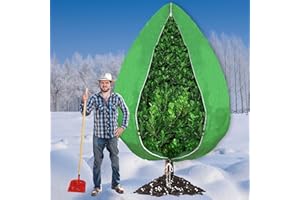 OAOGOD 300x300CM Large Plant Fleece Frost Protection- 80gms,Winter Garden Cloth Blanket Jacket Horticultural Bags Plant Covers With Zip Drawstring for Outdoor Fruit Tree Shrub Potted from Cold Weather