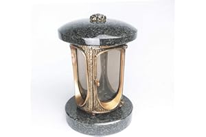 designgrab Tombe Lampe en aluminium messingfarbenem aspect ancien en aluminium et Granit Nero Impala Noir/Anthracite/Astor/Afrique