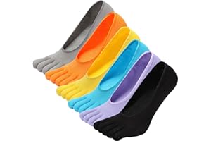 ZAKASA Chaussette à Doigts Femme: D'Orteils Coton Chaussettes Pour Femmes 5 Doigts Chaussettes Coque Basse Doublure Chaussettes Orteils Invisibles Chaussettes,5/6 Paire, 36-41