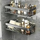 SquareUp Aluminium Pack of 2 Self Adhesive Bathroom Shelf for Wall Shelf Organizer Wall Mounted Bathroom Shelves Rack Holder 
