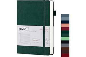 MGGAO A5 Diario rayado 100 GMS Papel grueso rayado con 188 páginas numeradas Cuaderno de tapa dura de cuero premium para escritura personal Estudio Oficina Viajes Grabación