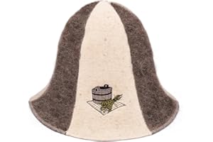 ‎GER3AS Ger3as Saunahut 100% Wollfilz Natürlich mit Stickerei für Damen und Herren, Wellness Wolle Filz Mütze Premium Qualität (Bad Saunakübel)
