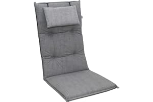 Doppler 8 cm Luxus Hochlehner Auflage mit Kopfkissen 6994", grau strukturiert, Made IN Europe