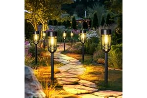 GIGALUMI Solar Lights Outdoor Garden 8 Pack, Waterproof Solar Powered Pathway Lights Outdoor, Tungsten Glow for Yard Path Patio Landscape Walkway（Warm White）