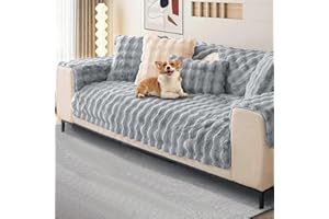 Sour Lemon Thick Rabbit Plush Sofa Cover 2 3 Seater,Corner Sofa Covers Soft Sofa Cushion Covers Non Slip Sofa Cover I Shape Corner L Shape 1 2 3 4 Seater Couch Covers,Warm Sofa Cushion Cover 90x180cm