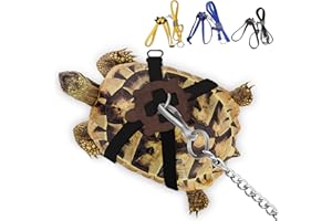 CQJ Pet Turtle Leather Harness Small and Harness Pet Leash Suitable for Tortoise Supplies Adjustable Control Leash (M,Black)
