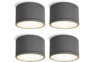 SSC-LUXon CELI-WX - Set di 4 faretti da incasso da 230 V, per bagno e esterni, IP44, con LED GX53, 5 W, luce bianca calda, colore: Antracite rotondo