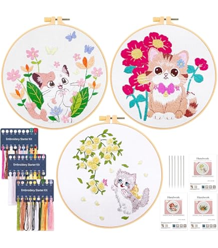 JSRQT Lot De 3 Kits De Démarrage De Broderie Pour Adultes