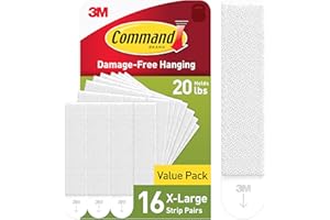 Command 20 lb X-Large Picture Hanging Strips, 16 Pairs White Strips Heavy Duty, Damage-Free Picture Hanger