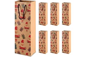 Siumir Natale Sacchetti Regalo 6 PCS Bottiglia di Vino Carta Kraft Borsa per Bottiglie di Vino