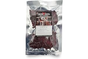 Hunters Biltong - Venison Biltong - 100 Gram - Authentic South African Biltong - High Protein Healthy Snack for Training - Low Sugar & Gluten Free, MSG Free - Suitable for Paleo and Keto Diets