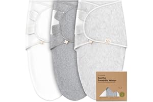 KeaBabies Pack of 3 Organic Swaddle Sleeping Bag Baby - Swaddling Bag Baby 0-3 Months for Newborns, Soft and Cosy Swaddling Cloth Infants for Girls, Boys, Baby Sleeping Bag Newborn, Breathable (Cloud)