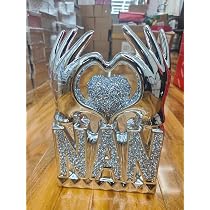Silver Crushed Diamond Angel Heart With Wings Ornament