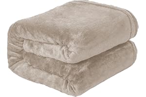 Etrexonline Manta de Franela Premium 100% Microfibra: Tacto Ultra Suave, Cálida y Mullida para Sofa, Cama y Sobrecama - Flannel Blanket de Calidad - 130x160cm Beige