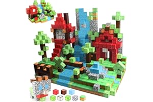UICZDRY 130 Pièces Blocs de Construction Magnétiques,Build Mine Magnet World,Construction Magnetique Enfant,Jeux Sensoriels Stem pour Enfants,Jouet Magnétique pour Enfants3ans,Cadeau pour Garçons Filles âge6+