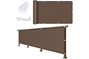 HOKXUAN Pantalla para Balcón Jardín 60 x 550 cm Bloquea El Viento,La Lluvia y Los Rayos UV Estera de Privacidad con Ataduras de Cables para Balcón Terraza Patio, Marrón