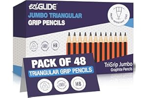 Eziglide TriGrip Jumbo HB Pencils, Tub of 48 Triangular Pencils, Break resistant super bonded lead, Triangle pencils for kids that improve pencil grip comfort and control when drawing & writing