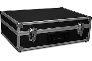 GORANDO® Transport-Koffer in schwarz mit Aluminiumrahmen für Werkzeuge, Kamera, Messgeräte | Schaumstoff-Auskleidung | 10kg belastbar | 440x300x130mm