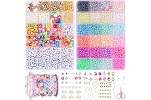 Liangding 6000 Piezas Kit para Hacer Pulseras – Cuentas y Abalorios para Pulseras de 3 mm en 24 Colores con Letras, Caritas y Perlas – Ideal para Niñas y Adultos, Manualidades, Collares y Regalos